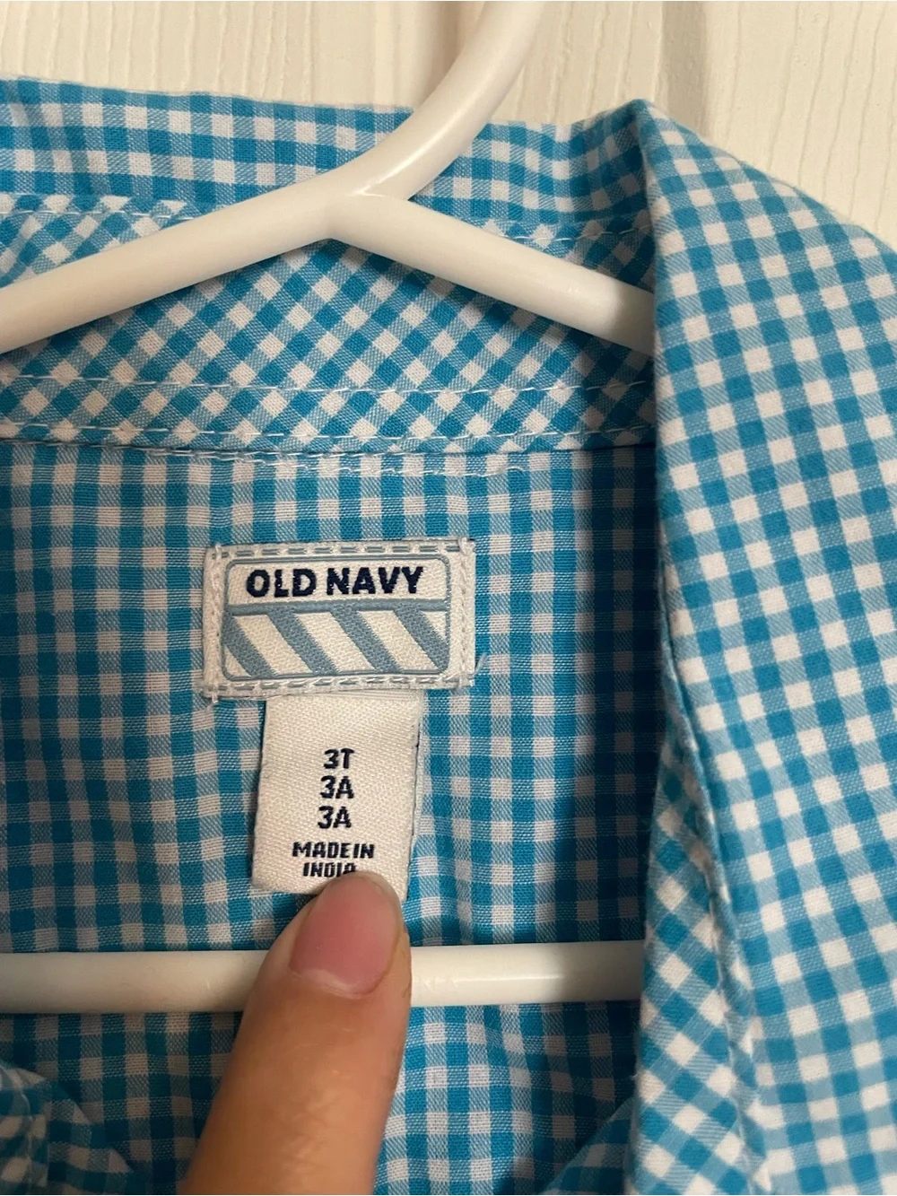 Blue Gingham Boys 3T Size Short-Sleeve Button Shirt